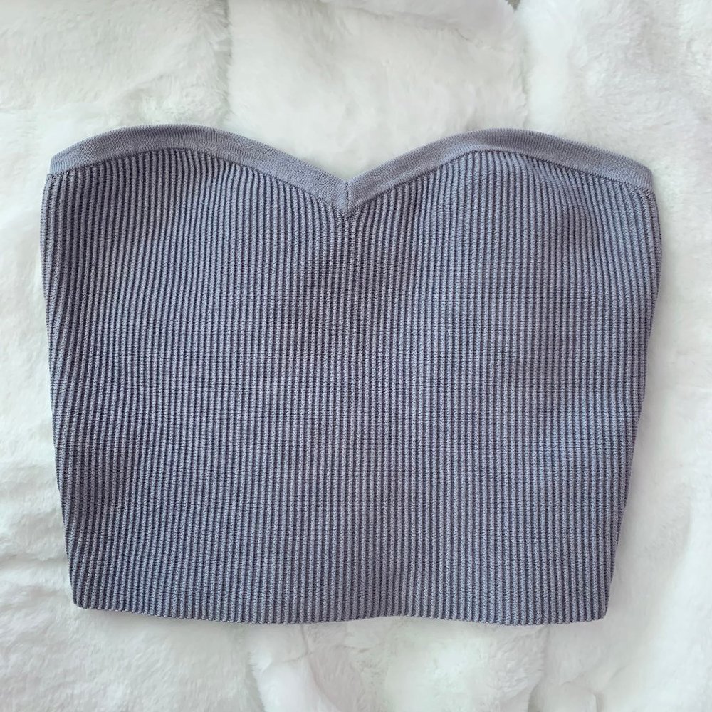Babaton Sculpt Knit Sweetheart Tube Top in Slate Blue